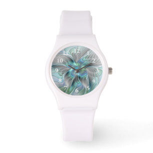 Abstrakt Blue Green Butterfly Fantasy Fraktal Art Armbanduhr
