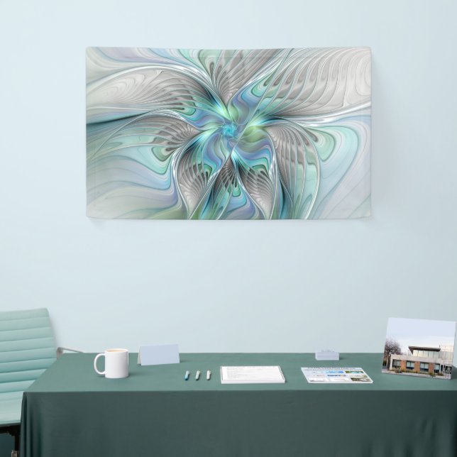 Abstrakt Blue Green Butterfly Fantasy Fraktal Art Banner (Messeveranstaltung)