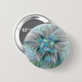 Abstrakt Blue Green Butterfly Fantasy Fraktal Art Button
