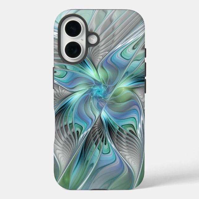 Abstrakt Blue Green Butterfly Fantasy Fraktal Art Case-Mate iPhone Hülle (Rückseite)