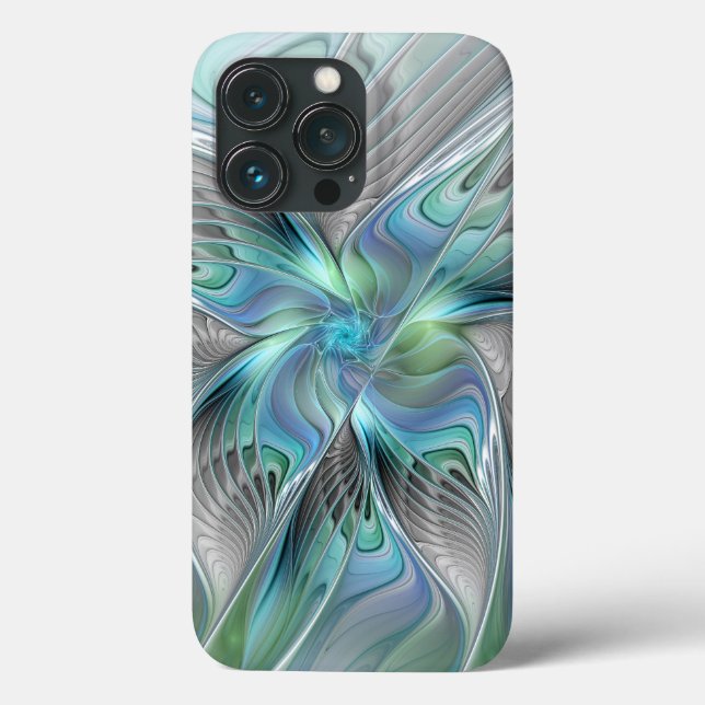 Abstrakt Blue Green Butterfly Fantasy Fraktal Art Case-Mate iPhone Hülle (Rückseite)