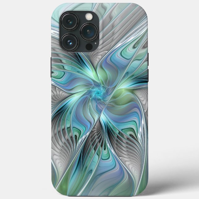 Abstrakt Blue Green Butterfly Fantasy Fraktal Art Case-Mate iPhone Hülle (Rückseite)