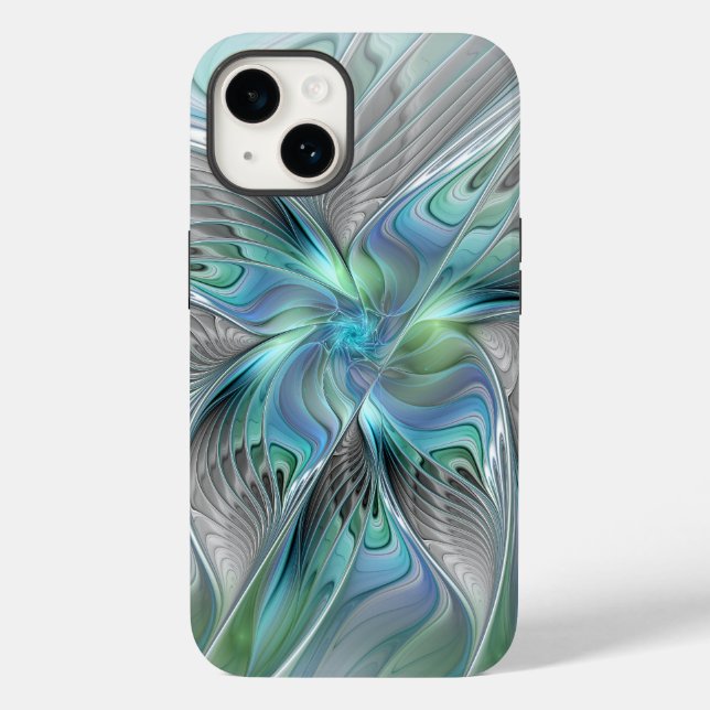 Abstrakt Blue Green Butterfly Fantasy Fraktal Art Case-Mate iPhone Hülle (Rückseite)