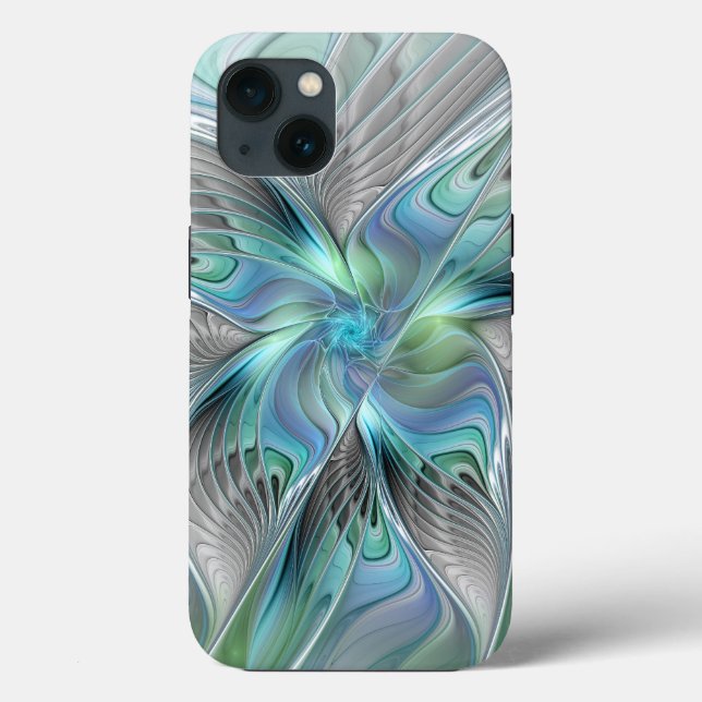 Abstrakt Blue Green Butterfly Fantasy Fraktal Art Case-Mate iPhone Hülle (Rückseite)