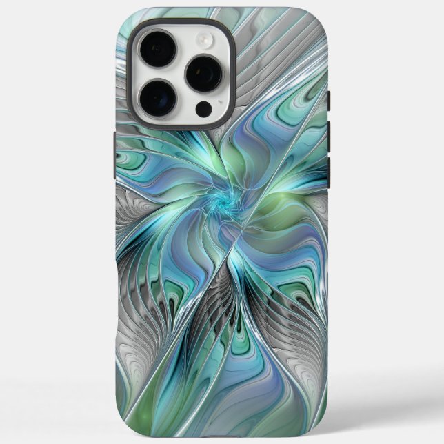 Abstrakt Blue Green Butterfly Fantasy Fraktal Art Case-Mate iPhone Hülle (Rückseite)