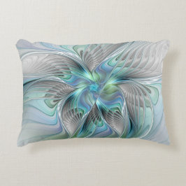 Abstrakt Blue Green Butterfly Fantasy Fraktal Art Dekokissen