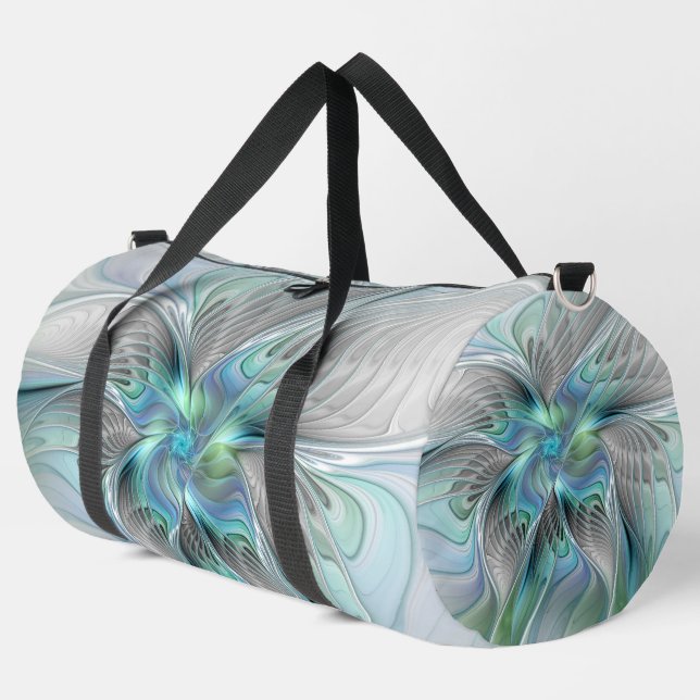 Abstrakt Blue Green Butterfly Fantasy Fraktal Art Duffle Bag (Linke Ecke)