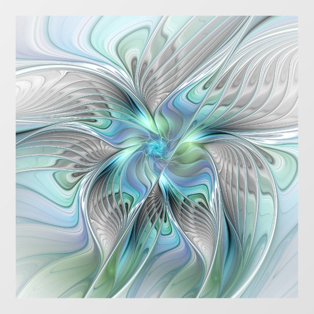 Abstrakt Blue Green Butterfly Fantasy Fraktal Art Fensteraufkleber (Blatt)