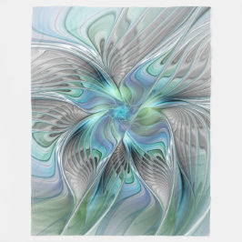 Abstrakt Blue Green Butterfly Fantasy Fraktal Art Fleecedecke