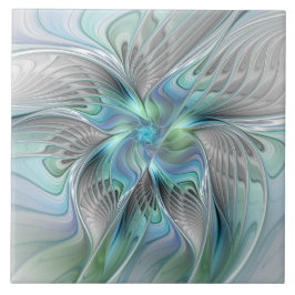 Abstrakt Blue Green Butterfly Fantasy Fraktal Art Fliese
