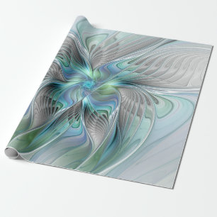 Abstrakt Blue Green Butterfly Fantasy Fraktal Art Geschenkpapier