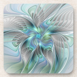 Abstrakt Blue Green Butterfly Fantasy Fraktal Art Getränkeuntersetzer