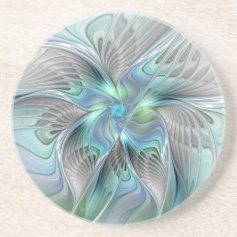 Abstrakt Blue Green Butterfly Fantasy Fraktal Art Getränkeuntersetzer