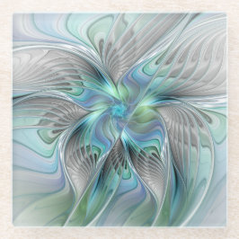 Abstrakt Blue Green Butterfly Fantasy Fraktal Art Glasuntersetzer
