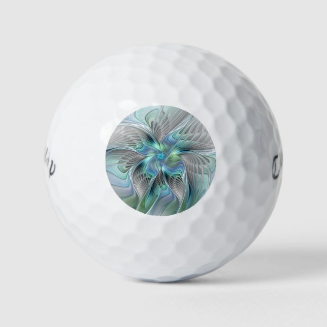 Abstrakt Blue Green Butterfly Fantasy Fraktal Art Golfball (Vorderseite)