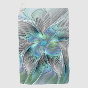 Abstrakt Blue Green Butterfly Fantasy Fraktal Art Golfhandtuch