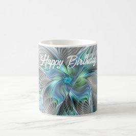Abstrakt Blue Green Butterfly Fantasy Fraktal Art Kaffeetasse