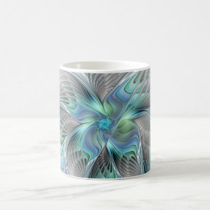 Abstrakt Blue Green Butterfly Fantasy Fraktal Art Kaffeetasse