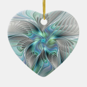Abstrakt Blue Green Butterfly Fantasy Fraktal Art Keramik Ornament
