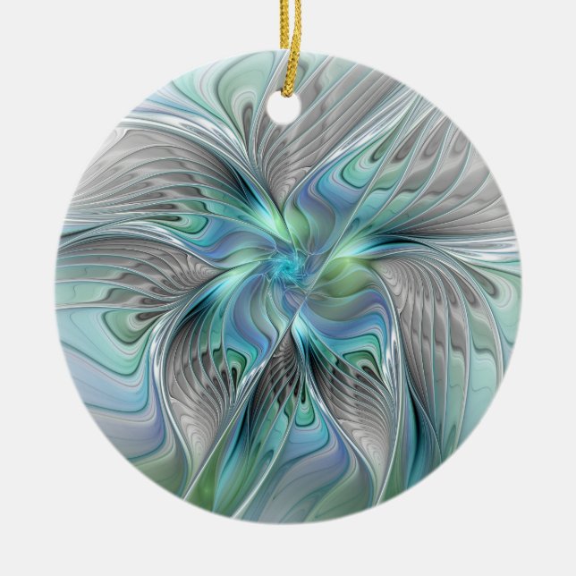 Abstrakt Blue Green Butterfly Fantasy Fraktal Art Keramik Ornament (Vorne)