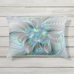 Abstrakt Blue Green Butterfly Fantasy Fraktal Art Kissen Für Draußen