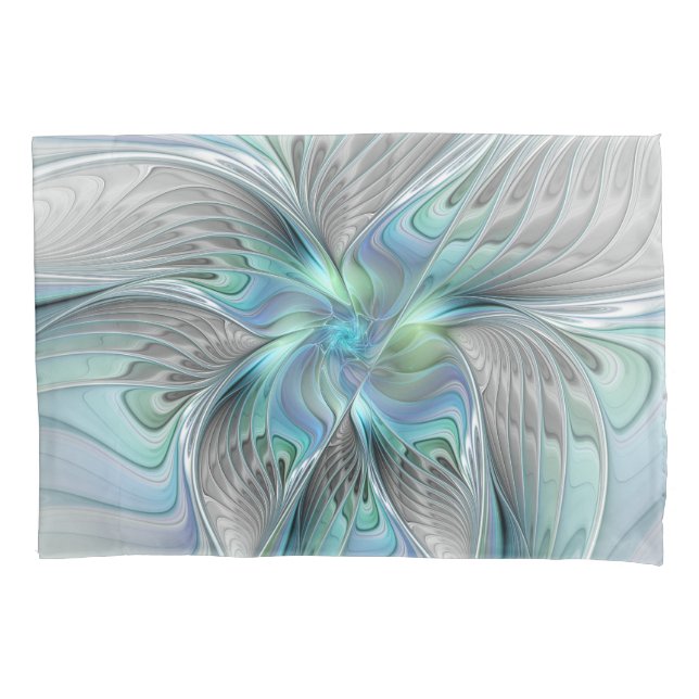 Abstrakt Blue Green Butterfly Fantasy Fraktal Art Kissenbezug (Vorderseite)