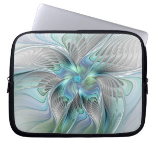 Abstrakt Blue Green Butterfly Fantasy Fraktal Art Laptopschutzhülle