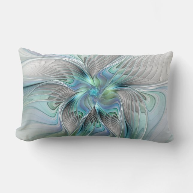 Abstrakt Blue Green Butterfly Fantasy Fraktal Art Lendenkissen (Vorderseite)