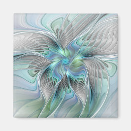 Abstrakt Blue Green Butterfly Fantasy Fraktal Art Magnet
