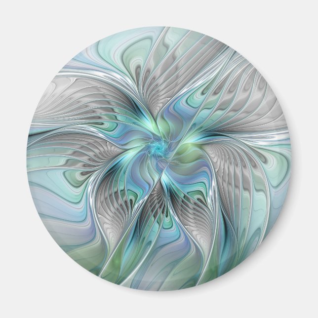 Abstrakt Blue Green Butterfly Fantasy Fraktal Art Magnet (Vorne)