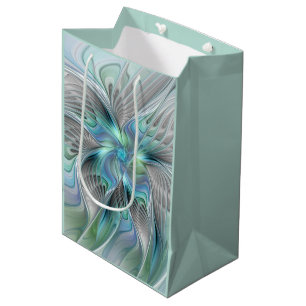 Abstrakt Blue Green Butterfly Fantasy Fraktal Art Mittlere Geschenktüte