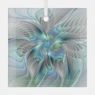 Abstrakt Blue Green Butterfly Fantasy Fraktal Art Ornament Aus Glas