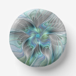 Abstrakt Blue Green Butterfly Fantasy Fraktal Art Pappteller