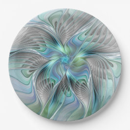 Abstrakt Blue Green Butterfly Fantasy Fraktal Art Pappteller
