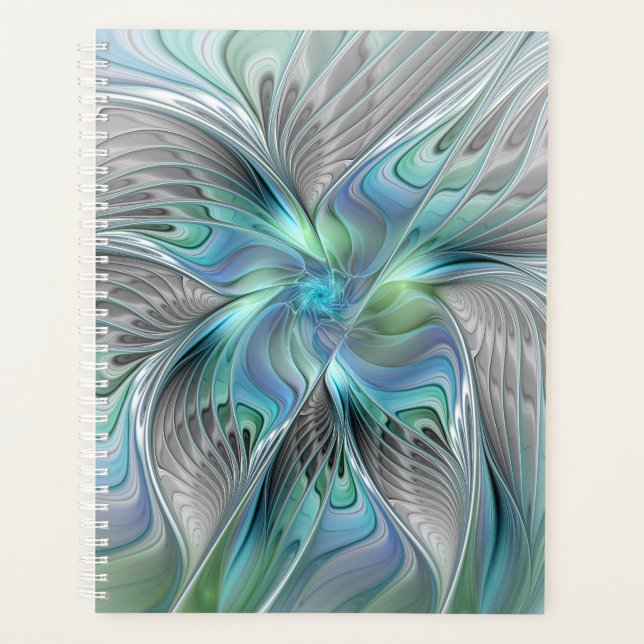 Abstrakt Blue Green Butterfly Fantasy Fraktal Art Planer (Vorderseite)