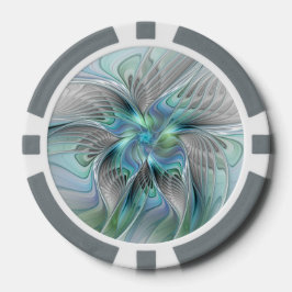 Abstrakt Blue Green Butterfly Fantasy Fraktal Art Pokerchips