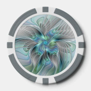 Abstrakt Blue Green Butterfly Fantasy Fraktal Art Pokerchips