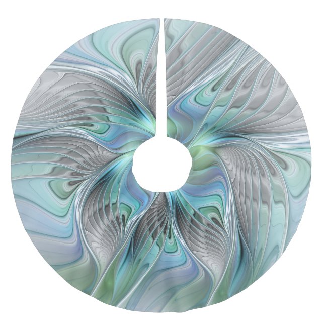 Abstrakt Blue Green Butterfly Fantasy Fraktal Art Polyester Weihnachtsbaumdecke (Vorderseite)