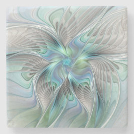 Abstrakt Blue Green Butterfly Fantasy Fraktal Art Steinuntersetzer