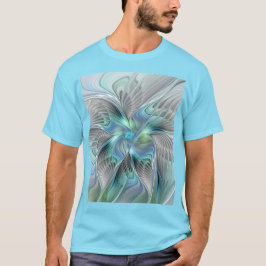 Abstrakt Blue Green Butterfly Fantasy Fraktal Art T-Shirt
