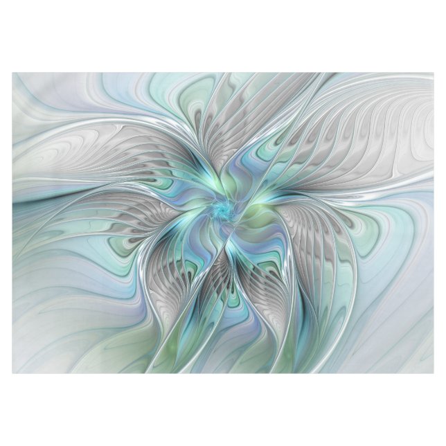 Abstrakt Blue Green Butterfly Fantasy Fraktal Art Tischdecke (Vorderseite (Horizontal))