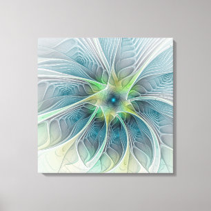 Abstrakt Blue Green Fraktal Art Fantasy Blume Leinwanddruck