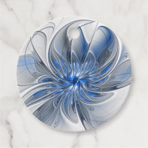 Abstrakt Blue Grey Watercolor Blume Custom Geschenkanhänger