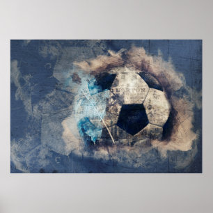 Abstrakt Blue Grunge Soccer Poster