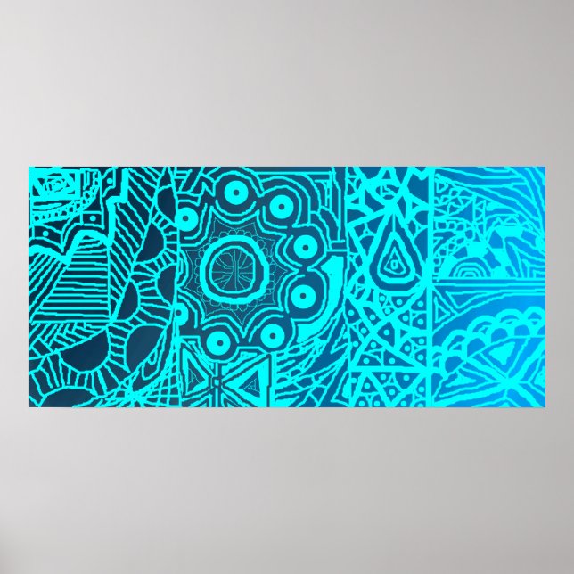 Abstrakt Blue Henna Style Poster (Vorne)
