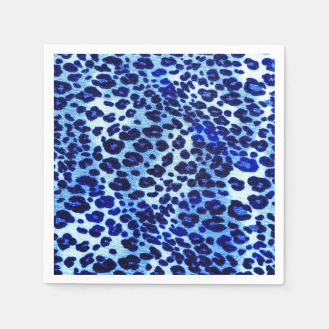 Abstrakt Blue Hipster Cheetah Animal Print Serviette (Vorderseite)