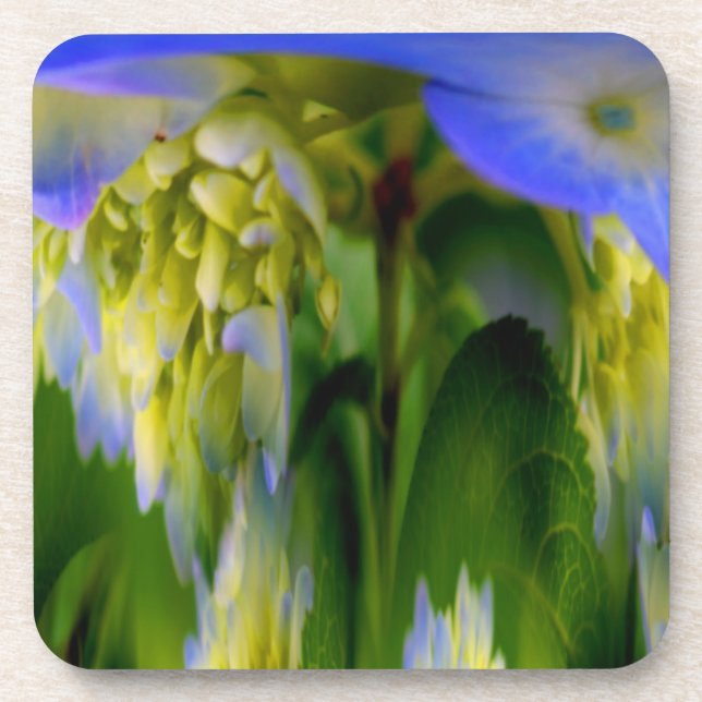 Abstrakt Blue Hydrangea Floral Cork Untersetzer Se (Vorderseite)