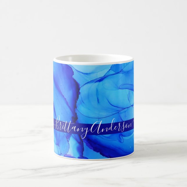 Abstrakt Blue Indigo Einzigartig Kaffeetasse (Mittel)