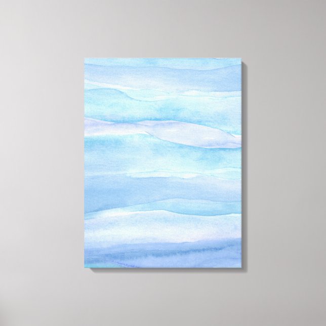 Abstrakt Blue Lila Ocean Layers Watercolor Canv Leinwanddruck (Vorderseite)