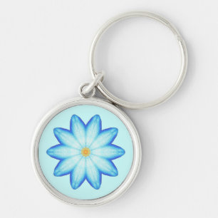 Abstrakt Blue Lotus Blume Mainting Schlüsselanhäng Schlüsselanhänger